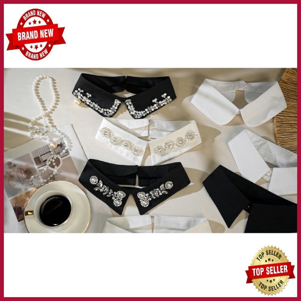 6-Piece Detachable Rhinestone Faux Collar Set for Women, One Size - Picture 8 of 8